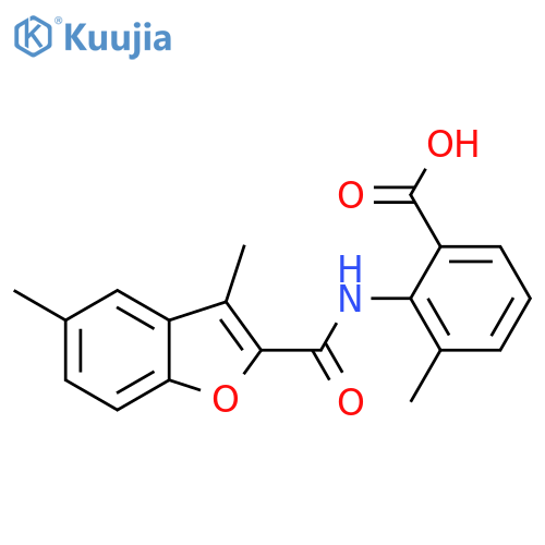 2-(3,5-dimethyl-1-benzofuran-2-amido)-3-methylbenzoic acid structure