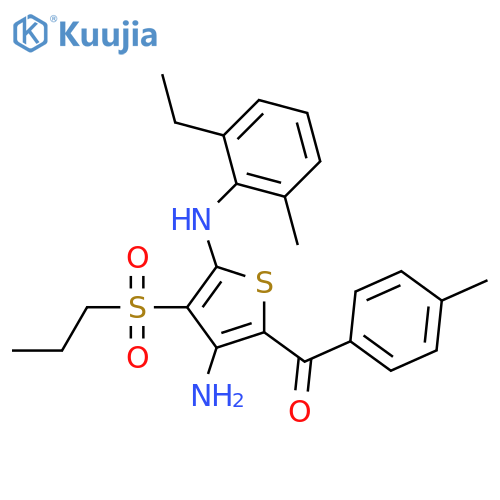 N2-(2-ethyl-6-methylphenyl)-5-(4-methylbenzoyl)-3-(propane-1-sulfonyl)thiophene-2,4-diamine structure