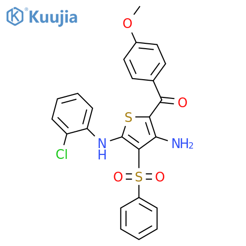 3-(benzenesulfonyl)-N2-(2-chlorophenyl)-5-(4-methoxybenzoyl)thiophene-2,4-diamine structure