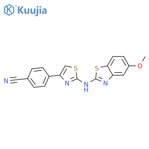 4-{2-(5-methoxy-1,3-benzothiazol-2-yl)amino-1,3-thiazol-4-yl}benzonitrile structure