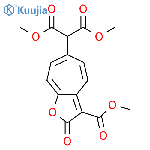 Propanedioic acid, 2-[3-(methoxycarbonyl)-2-oxo-2H-cyclohepta[b]furan-6-yl]-, 1,3-dimethyl ester structure