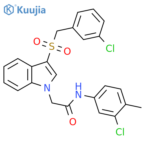 N-(3-chloro-4-methylphenyl)-2-{3-(3-chlorophenyl)methanesulfonyl-1H-indol-1-yl}acetamide structure