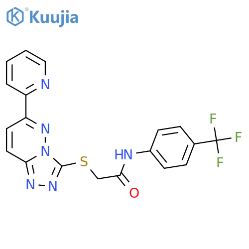 2-{6-(pyridin-2-yl)-1,2,4triazolo4,3-bpyridazin-3-ylsulfanyl}-N-4-(trifluoromethyl)phenylacetamide structure