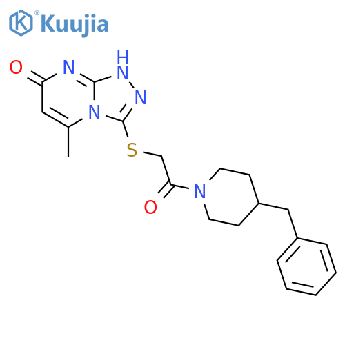3-{2-(4-benzylpiperidin-1-yl)-2-oxoethylsulfanyl}-5-methyl-7H,8H-1,2,4triazolo4,3-apyrimidin-7-one structure