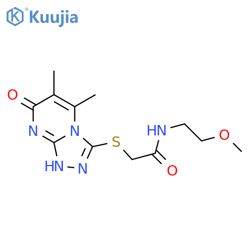 2-({5,6-dimethyl-7-oxo-7H,8H-1,2,4triazolo4,3-apyrimidin-3-yl}sulfanyl)-N-(2-methoxyethyl)acetamide structure