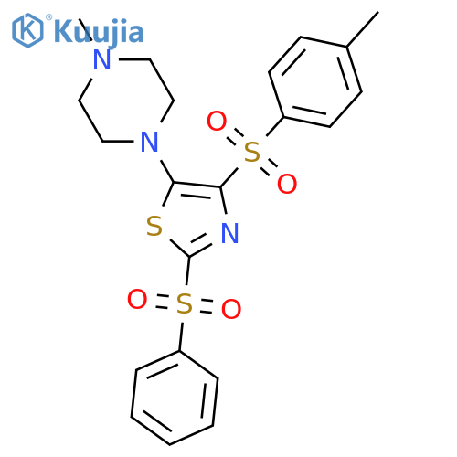 1-2-(benzenesulfonyl)-4-(4-methylbenzenesulfonyl)-1,3-thiazol-5-yl-4-methylpiperazine structure