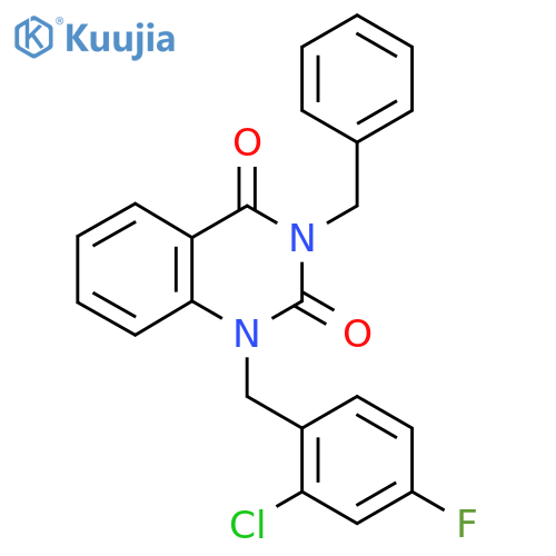 3-benzyl-1-(2-chloro-4-fluorophenyl)methyl-1,2,3,4-tetrahydroquinazoline-2,4-dione structure