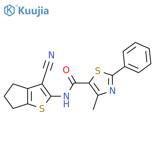 N-{3-cyano-4H,5H,6H-cyclopentabthiophen-2-yl}-4-methyl-2-phenyl-1,3-thiazole-5-carboxamide structure