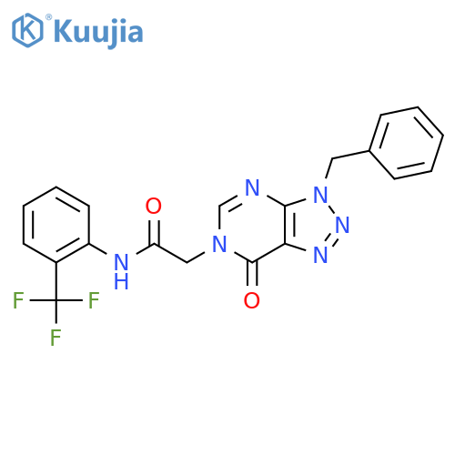 2-{3-benzyl-7-oxo-3H,6H,7H-1,2,3triazolo4,5-dpyrimidin-6-yl}-N-2-(trifluoromethyl)phenylacetamide structure