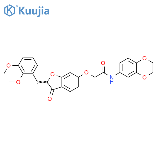 N-(2,3-dihydro-1,4-benzodioxin-6-yl)-2-{(2Z)-2-(2,3-dimethoxyphenyl)methylidene-3-oxo-2,3-dihydro-1-benzofuran-6-yloxy}acetamide structure