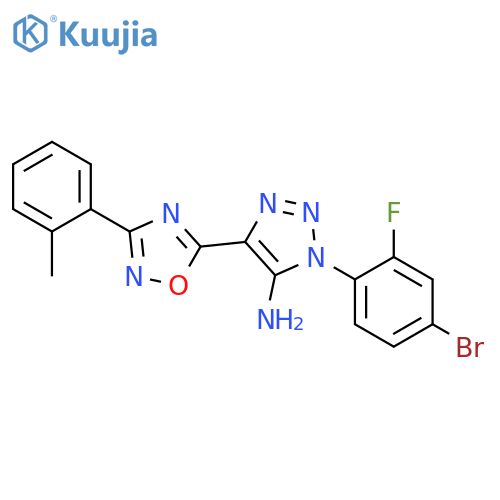 1-(4-bromo-2-fluorophenyl)-4-3-(2-methylphenyl)-1,2,4-oxadiazol-5-yl-1H-1,2,3-triazol-5-amine structure