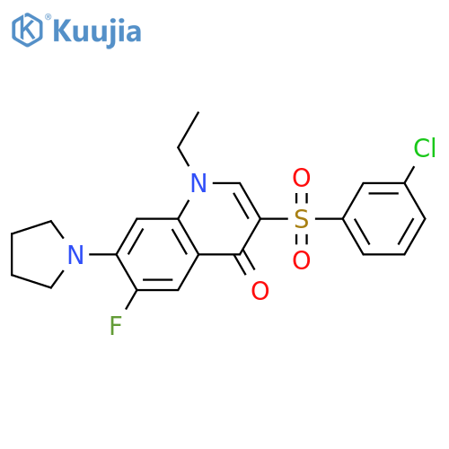 3-(3-chlorobenzenesulfonyl)-1-ethyl-6-fluoro-7-(pyrrolidin-1-yl)-1,4-dihydroquinolin-4-one structure