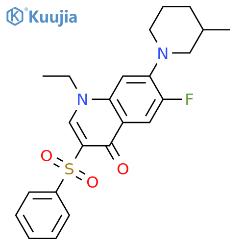 3-(benzenesulfonyl)-1-ethyl-6-fluoro-7-(3-methylpiperidin-1-yl)-1,4-dihydroquinolin-4-one structure