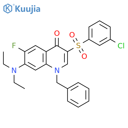 1-benzyl-3-(3-chlorobenzenesulfonyl)-7-(diethylamino)-6-fluoro-1,4-dihydroquinolin-4-one structure