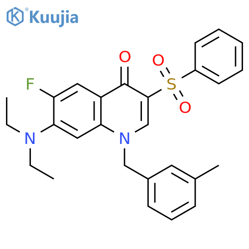 3-(benzenesulfonyl)-7-(diethylamino)-6-fluoro-1-(3-methylphenyl)methyl-1,4-dihydroquinolin-4-one structure