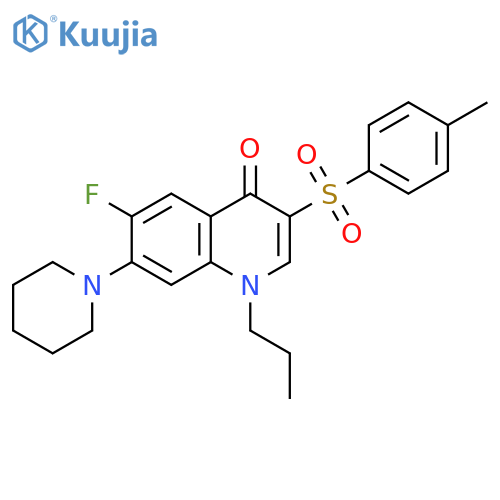 6-fluoro-3-(4-methylbenzenesulfonyl)-7-(piperidin-1-yl)-1-propyl-1,4-dihydroquinolin-4-one structure