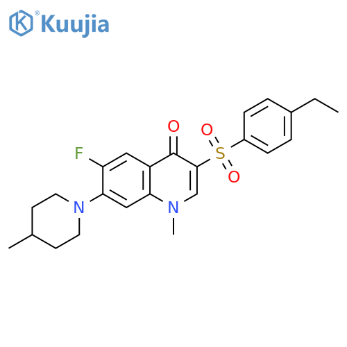 3-(4-ethylbenzenesulfonyl)-6-fluoro-1-methyl-7-(4-methylpiperidin-1-yl)-1,4-dihydroquinolin-4-one structure