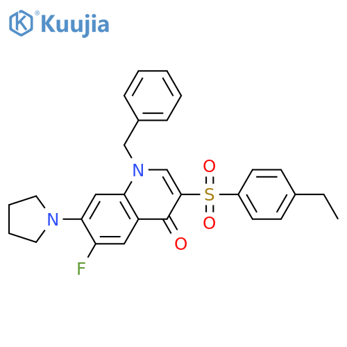 1-benzyl-3-(4-ethylbenzenesulfonyl)-6-fluoro-7-(pyrrolidin-1-yl)-1,4-dihydroquinolin-4-one structure
