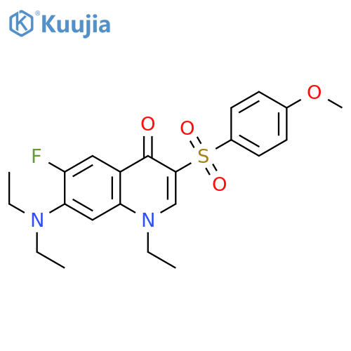 7-(diethylamino)-1-ethyl-6-fluoro-3-(4-methoxybenzenesulfonyl)-1,4-dihydroquinolin-4-one structure