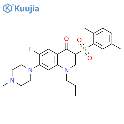 3-(2,5-dimethylbenzenesulfonyl)-6-fluoro-7-(4-methylpiperazin-1-yl)-1-propyl-1,4-dihydroquinolin-4-one structure