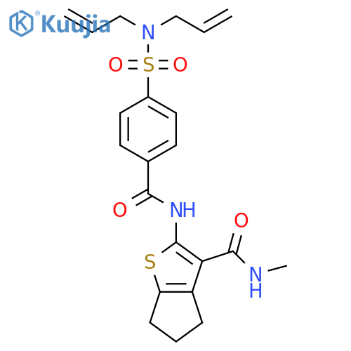 2-{4-bis(prop-2-en-1-yl)sulfamoylbenzamido}-N-methyl-4H,5H,6H-cyclopentabthiophene-3-carboxamide structure