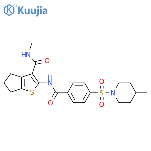 N-methyl-2-{4-(4-methylpiperidin-1-yl)sulfonylbenzamido}-4H,5H,6H-cyclopentabthiophene-3-carboxamide structure
