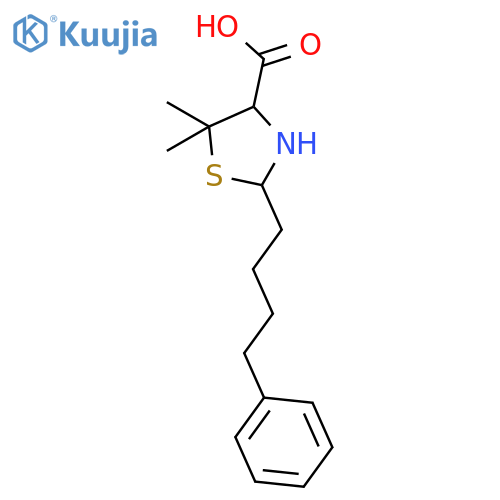 4-Thiazolidinecarboxylic acid, 5,5-dimethyl-2-(4-phenylbutyl)- structure