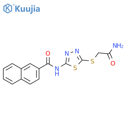 N-{5-(carbamoylmethyl)sulfanyl-1,3,4-thiadiazol-2-yl}naphthalene-2-carboxamide structure