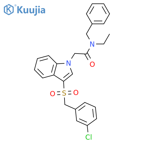 N-benzyl-2-{3-(3-chlorophenyl)methanesulfonyl-1H-indol-1-yl}-N-ethylacetamide structure