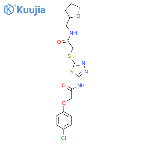 2-({5-2-(4-chlorophenoxy)acetamido-1,3,4-thiadiazol-2-yl}sulfanyl)-N-(oxolan-2-yl)methylacetamide structure
