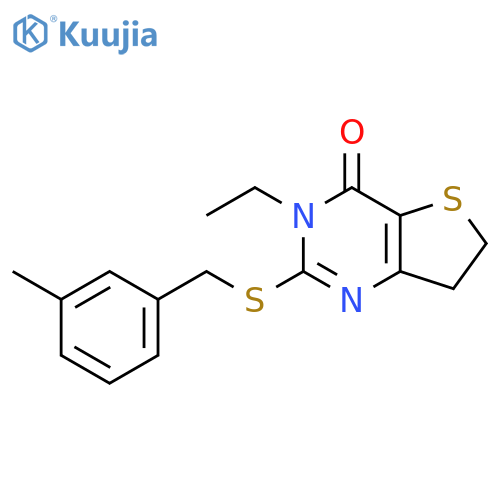 3-ethyl-2-{(3-methylphenyl)methylsulfanyl}-3H,4H,6H,7H-thieno3,2-dpyrimidin-4-one structure
