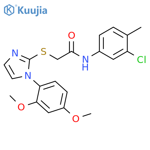 N-(3-chloro-4-methylphenyl)-2-{1-(2,4-dimethoxyphenyl)-1H-imidazol-2-ylsulfanyl}acetamide structure