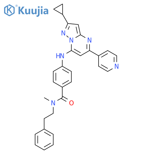 Benzamide,4-[[2-cyclopropyl-5-(4-pyridinyl)pyrazolo[1,5-a]pyrimidin-7-yl]amino]-N-methyl-N-(2-phenylethyl)- structure