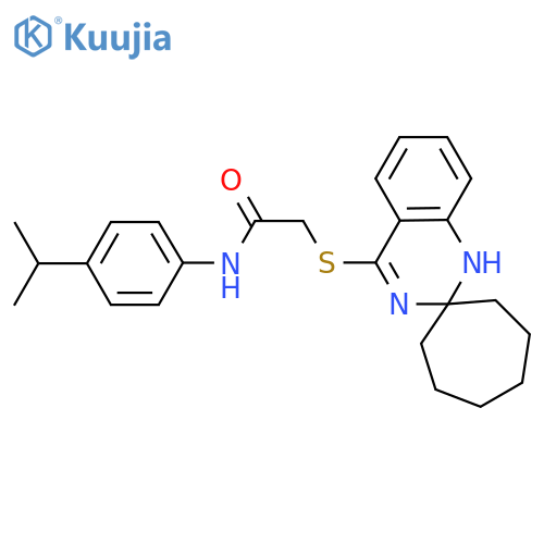 N-4-(propan-2-yl)phenyl-2-{1'H-spirocycloheptane-1,2'-quinazolinesulfanyl}acetamide structure