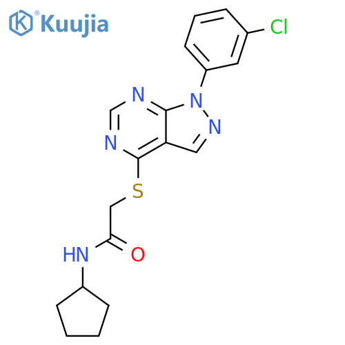 2-{1-(3-chlorophenyl)-1H-pyrazolo3,4-dpyrimidin-4-ylsulfanyl}-N-cyclopentylacetamide structure