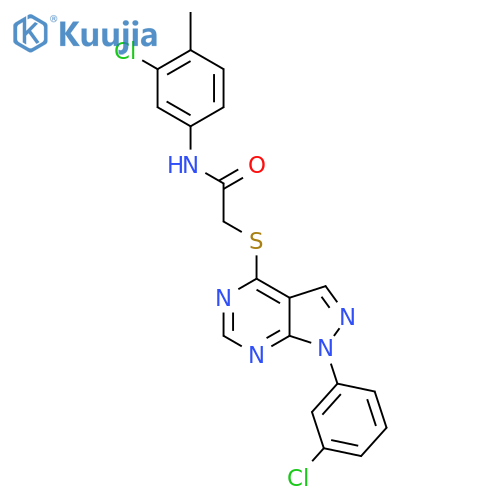 N-(3-chloro-4-methylphenyl)-2-{1-(3-chlorophenyl)-1H-pyrazolo3,4-dpyrimidin-4-ylsulfanyl}acetamide structure