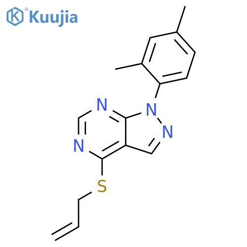 1-(2,4-dimethylphenyl)-4-(prop-2-en-1-ylsulfanyl)-1H-pyrazolo3,4-dpyrimidine structure