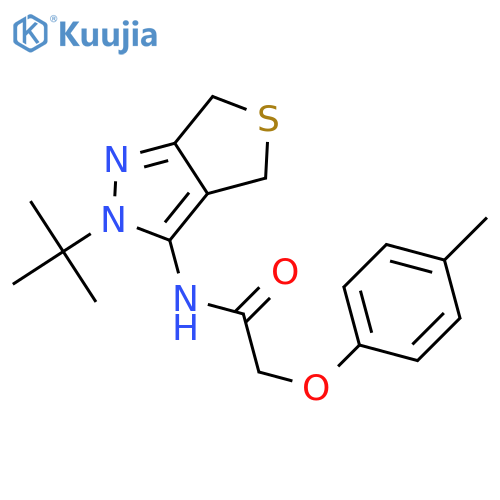 N-(2-tert-butyl-4,6-dihydrothieno[3,4-c]pyrazol-3-yl)-2-(4-methylphenoxy)acetamide structure