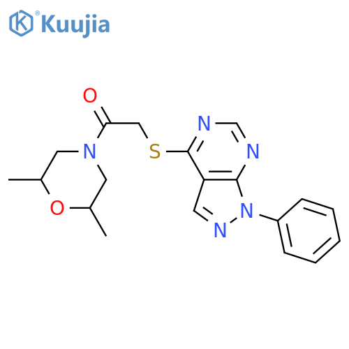 1-(2,6-dimethylmorpholin-4-yl)-2-({1-phenyl-1H-pyrazolo3,4-dpyrimidin-4-yl}sulfanyl)ethan-1-one structure