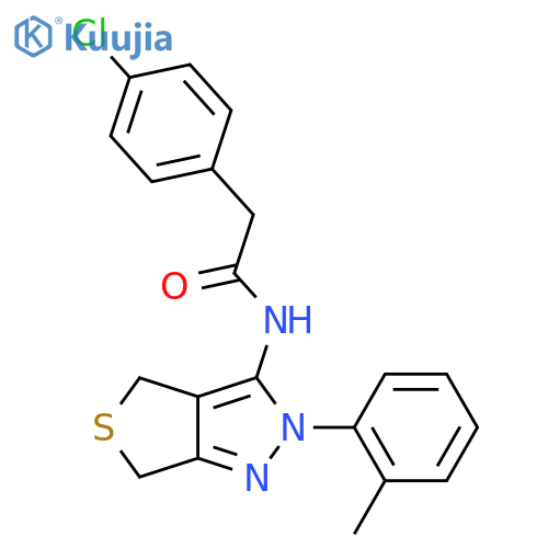 2-(4-chlorophenyl)-N-2-(2-methylphenyl)-2H,4H,6H-thieno3,4-cpyrazol-3-ylacetamide structure