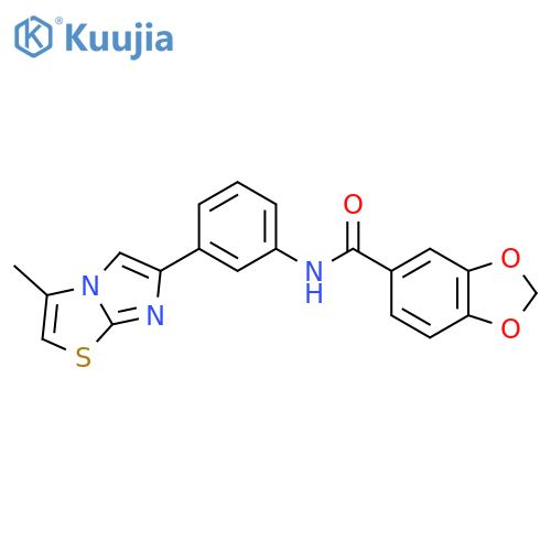 N-(3-{3-methylimidazo2,1-b1,3thiazol-6-yl}phenyl)-2H-1,3-benzodioxole-5-carboxamide structure