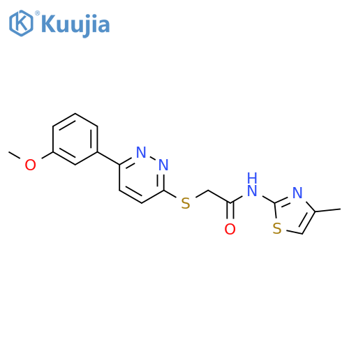 2-{6-(3-methoxyphenyl)pyridazin-3-ylsulfanyl}-N-(4-methyl-1,3-thiazol-2-yl)acetamide structure
