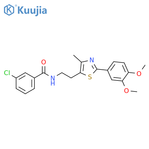 3-chloro-N-{2-2-(3,4-dimethoxyphenyl)-4-methyl-1,3-thiazol-5-ylethyl}benzamide structure