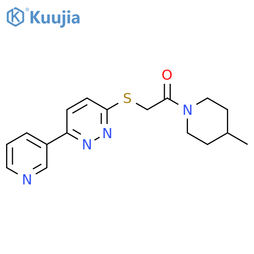 1-(4-methylpiperidin-1-yl)-2-{6-(pyridin-3-yl)pyridazin-3-ylsulfanyl}ethan-1-one structure