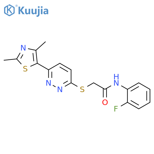 2-{6-(2,4-dimethyl-1,3-thiazol-5-yl)pyridazin-3-ylsulfanyl}-N-(2-fluorophenyl)acetamide structure