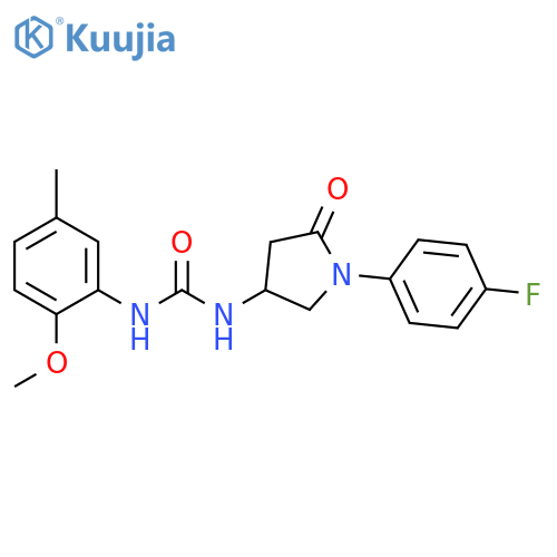 3-1-(4-fluorophenyl)-5-oxopyrrolidin-3-yl-1-(2-methoxy-5-methylphenyl)urea structure