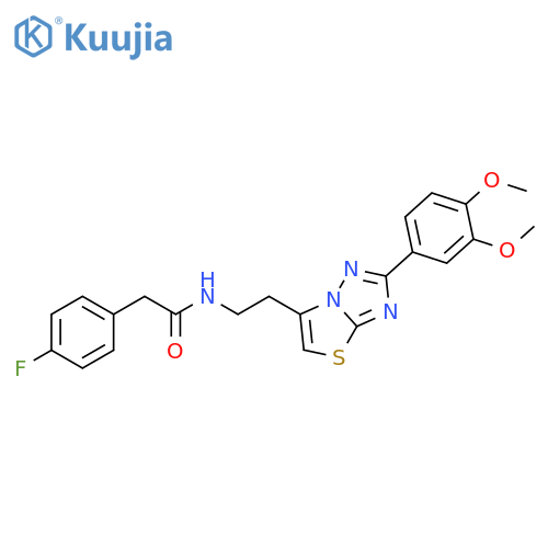 N-{2-2-(3,4-dimethoxyphenyl)-1,2,4triazolo3,2-b1,3thiazol-6-ylethyl}-2-(4-fluorophenyl)acetamide structure