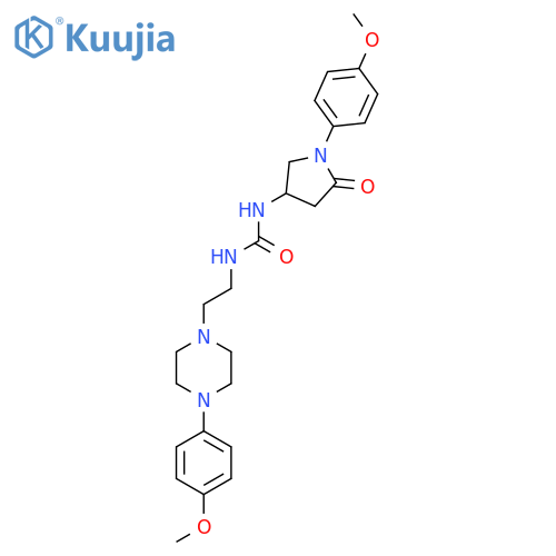 3-1-(4-methoxyphenyl)-5-oxopyrrolidin-3-yl-1-{2-4-(4-methoxyphenyl)piperazin-1-ylethyl}urea structure