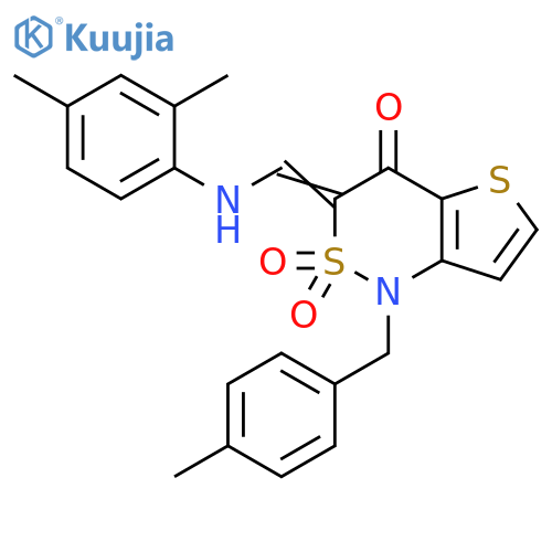 (3Z)-3-{(2,4-dimethylphenyl)aminomethylidene}-1-(4-methylphenyl)methyl-1H,3H,4H-2lambda6-thieno3,2-c1,2thiazine-2,2,4-trione structure