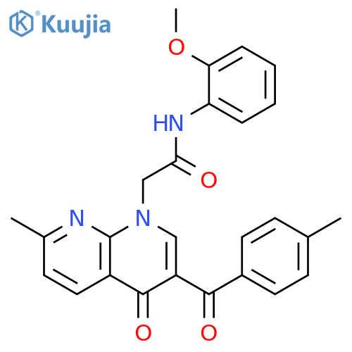 N-(2-methoxyphenyl)-2-7-methyl-3-(4-methylbenzoyl)-4-oxo-1,4-dihydro-1,8-naphthyridin-1-ylacetamide structure